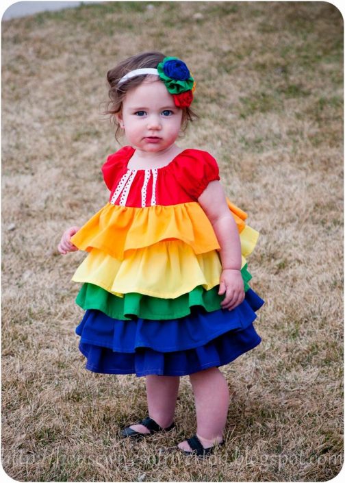 A rainbow ruffle dress for the baby