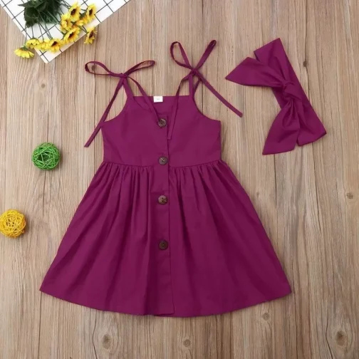 Baby Girls Dress (Purple, Sleeveless)